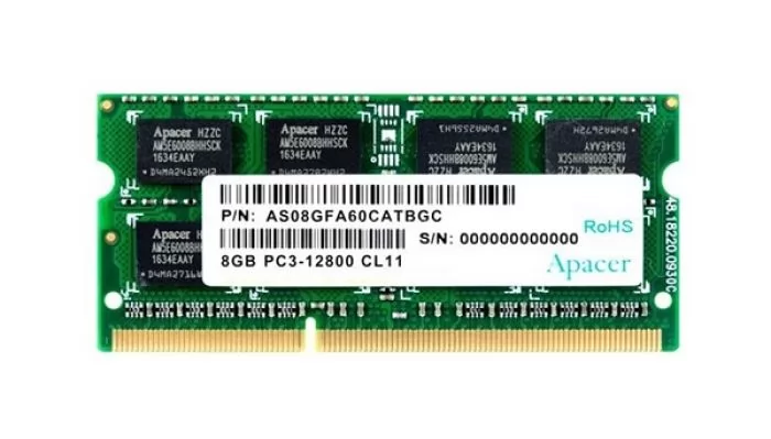 SODIMM DDR3 8 Gb Apacer, <PC3-12800/1600MHz> DS.08G2K.KAM, CL11 1.5V