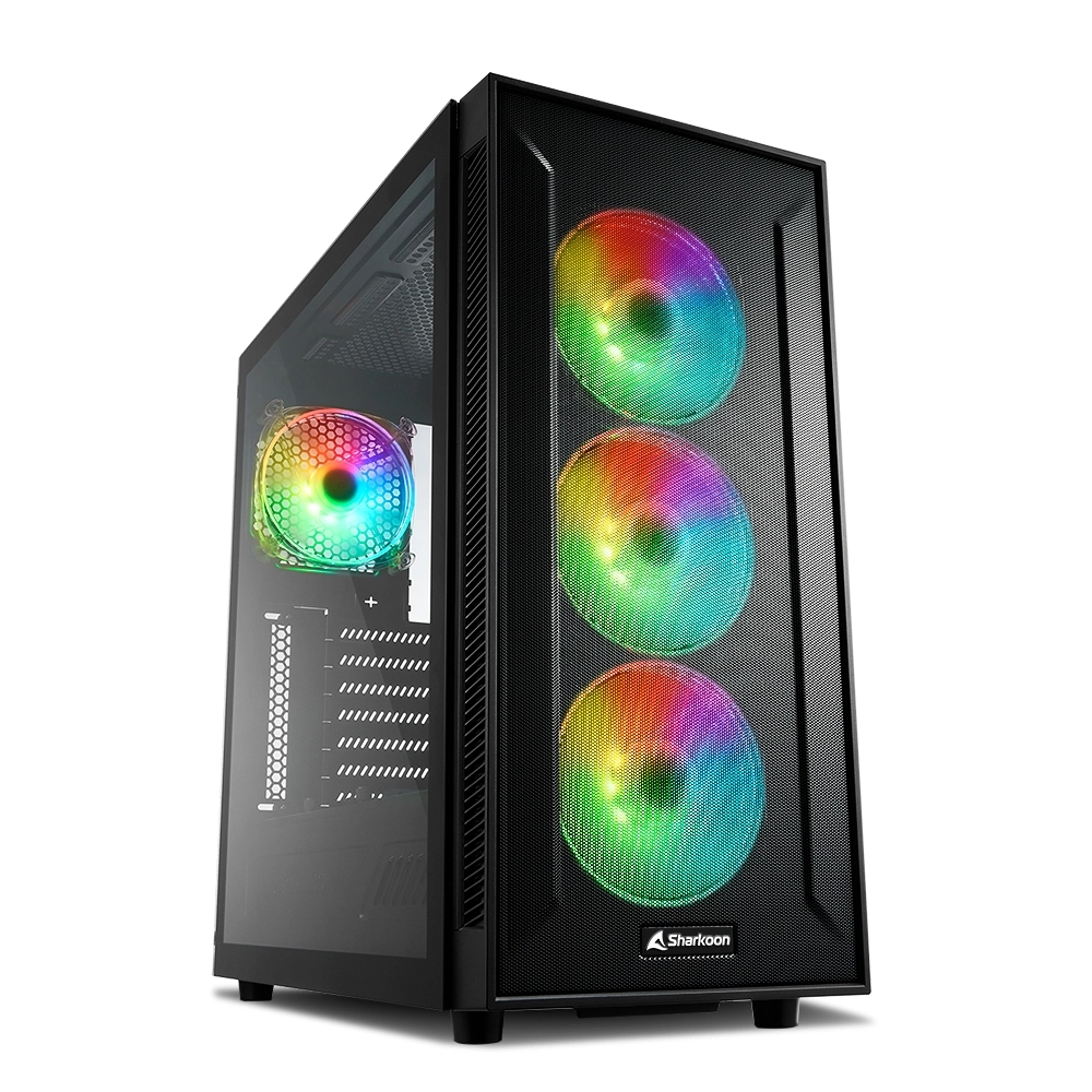 Корпус ПК без БП Sharkoon TG6M RGB <ATX, 3x3.5, 4x2.5, 2xUSB 3.0, 2xUSB2.0, Audio, 452*215*465mm>