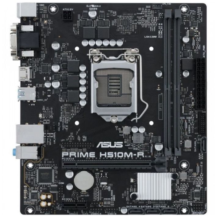 Мат.плата ASUS PRIME H510M-R R2.0-SI LGA1200 2xDDR4 4xSATA3 D-Sub HDMI DVI mATX