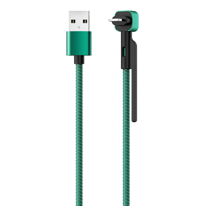 Кабель OLMIO STAND, USB 2.0 - lightning, 1.2м, 2.1A, зеленый