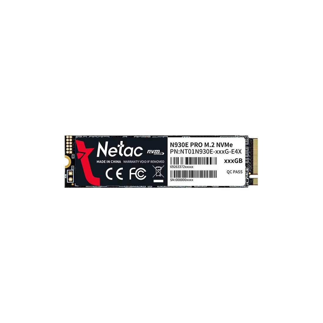 500 GB M.2 Netac, NT01N930E-512G-E4X, 512GB, M.2 NVMe 2080/1700МБ/с