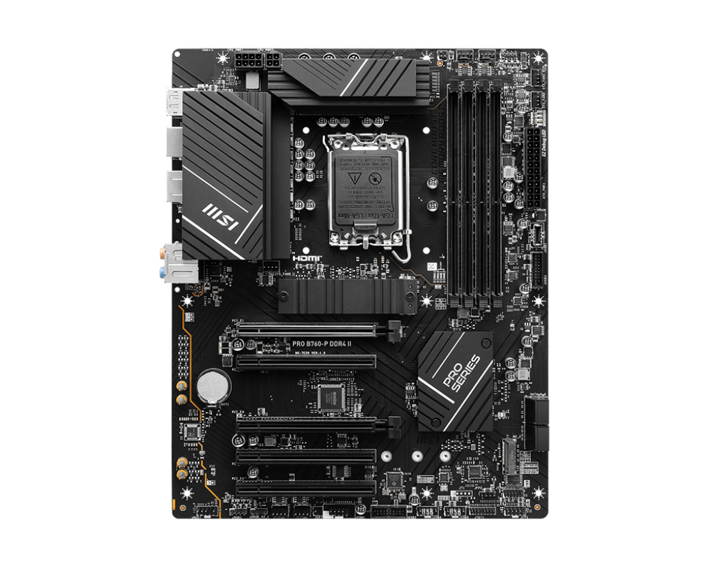 Мат.плата MSI PRO B760-P DDR4 II LGA1700 4xDDR4 4xSATA3 RAID 2xM.2 HDMI DP ATX Мат.плата MSI PRO B760-P DDR4 II LGA1700 4xDDR4 4xSATA3 RAID 2xM.2 HDMI DP ATX
