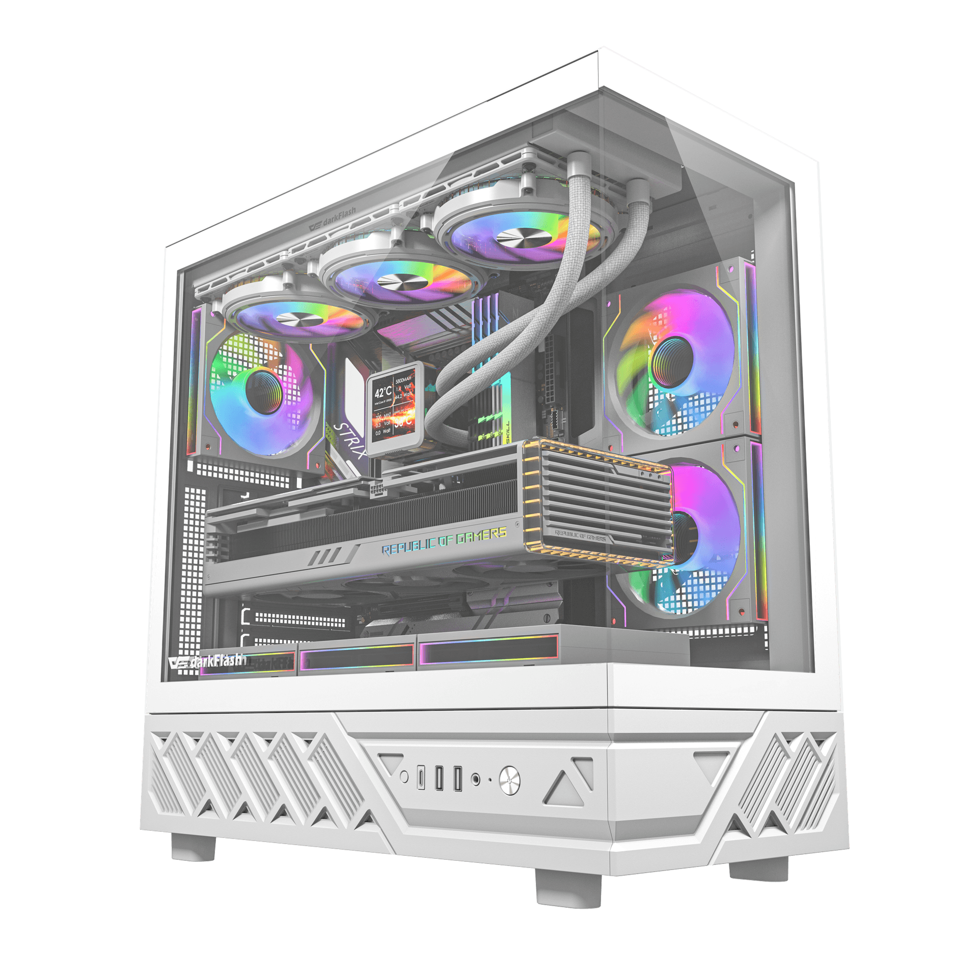 Корпус ПК без БП DarkFlash DS950, White, 6xFan DM20 ARGB, ATX