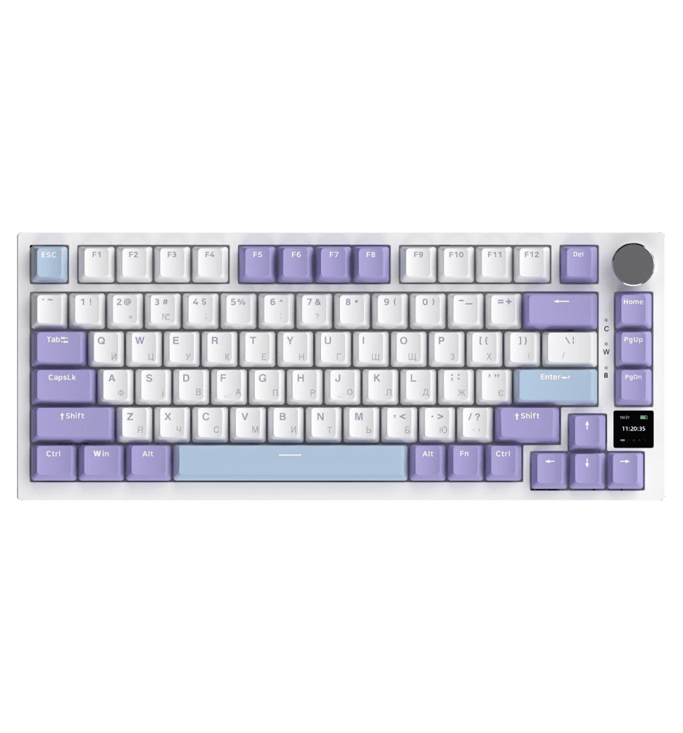 Клавиатура, Ajazz, AK820/PRO/Gift/PWB, AK820 PRO, Игровая, Механическая, 75%, Gift Switches, USB, 2,4 ГГц, Bluetooth, Подсветка RGB, Размер: 327 x 136