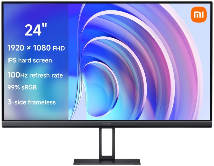 Монитор 23,8" Xiaomi, A24i, P24FBA-RAGL, 23.8", 1920x1080, IPS, 100 Гц, 16:9, 250 кд/м2, 1000:1, 6 мс, 178/178, 16.7 млн., DP*1, HDMI*1, VESA 75*75 мм