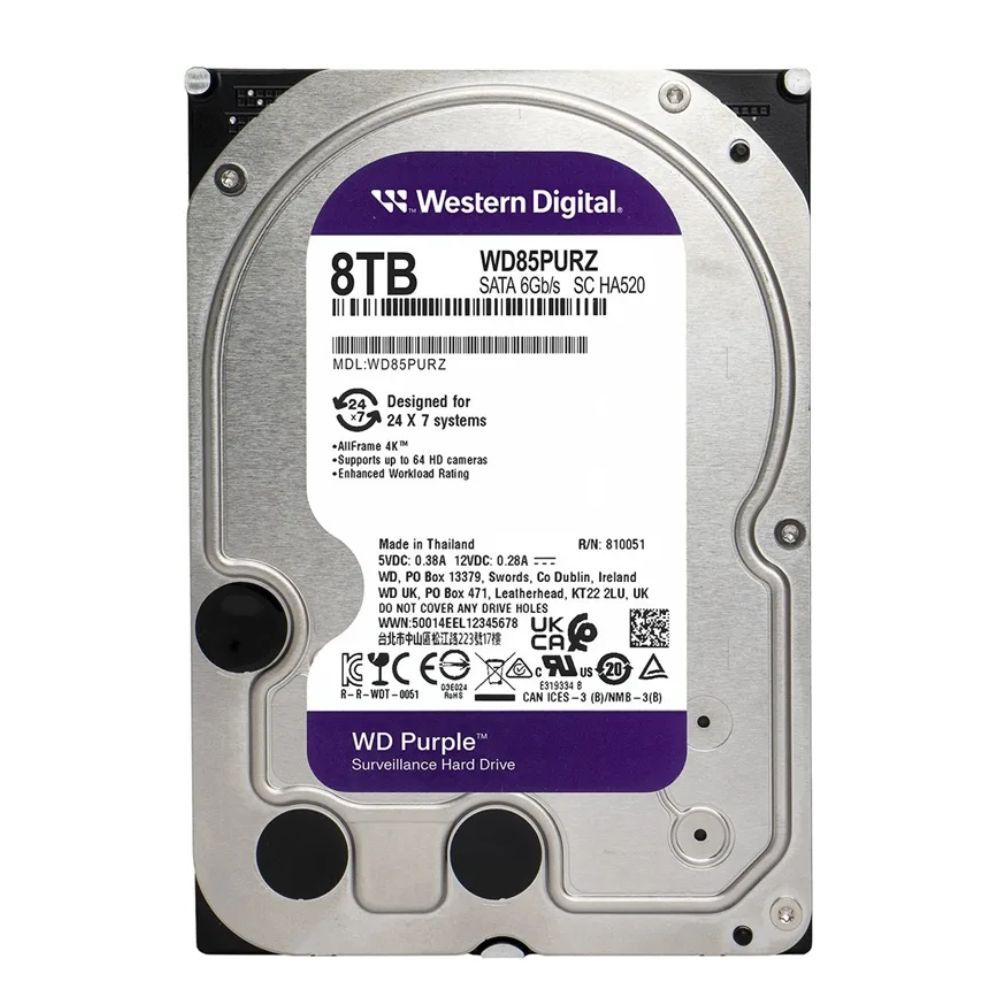 Винчестер для видеонаблюдения 8Tb Western Digital Purple SATA3 256Mb 5640rpm 3,5" WD85PURZ
