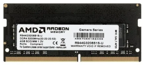 SODIMM DDR4 AMD 4Gb 3200MHz AMD Radeon R9 Series SO-DIMM R944G3206S1S-U Retail