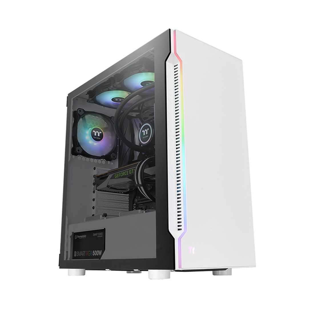 Кейс Thermaltake, H200 TG White RGB, CA-1M3-00M6WN-00, ATX/Mini-ITX/Micro ATX, USB 3.0x2, HD Audiox1