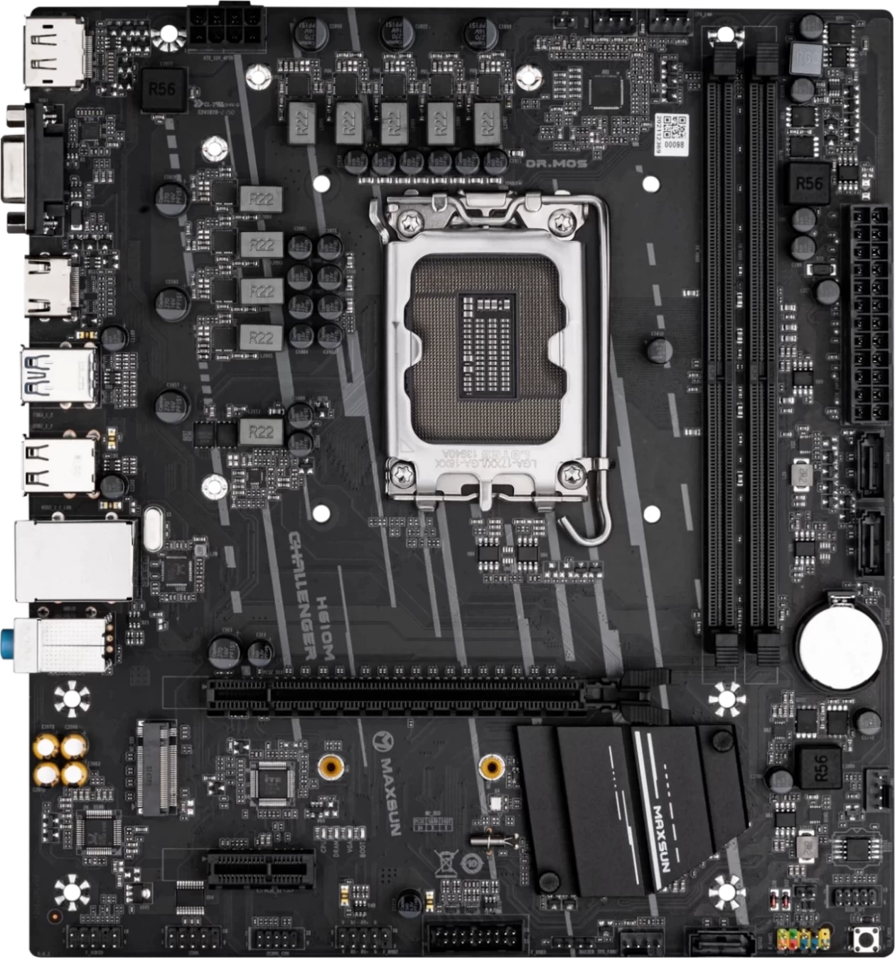 Мат.плата MaxSun Challenger H610M, LGA1700 H610, 2xDDR4 3xSATA 1xM.2 HDMI+DP+VGA mATX
