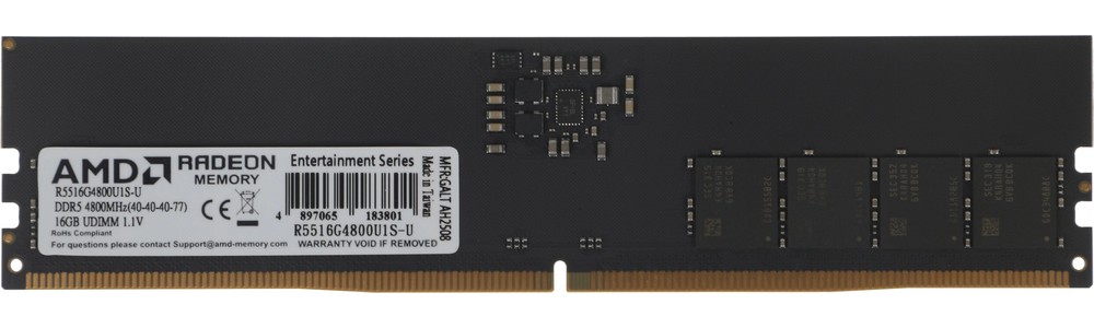 DDR5 16GB 4800MHz AMD Radeon R5 Entertainment Series R5516G4800U1S-U DDR5 16GB 4800MHz AMD Radeon R5 Entertainment Series R5516G4800U1S-U