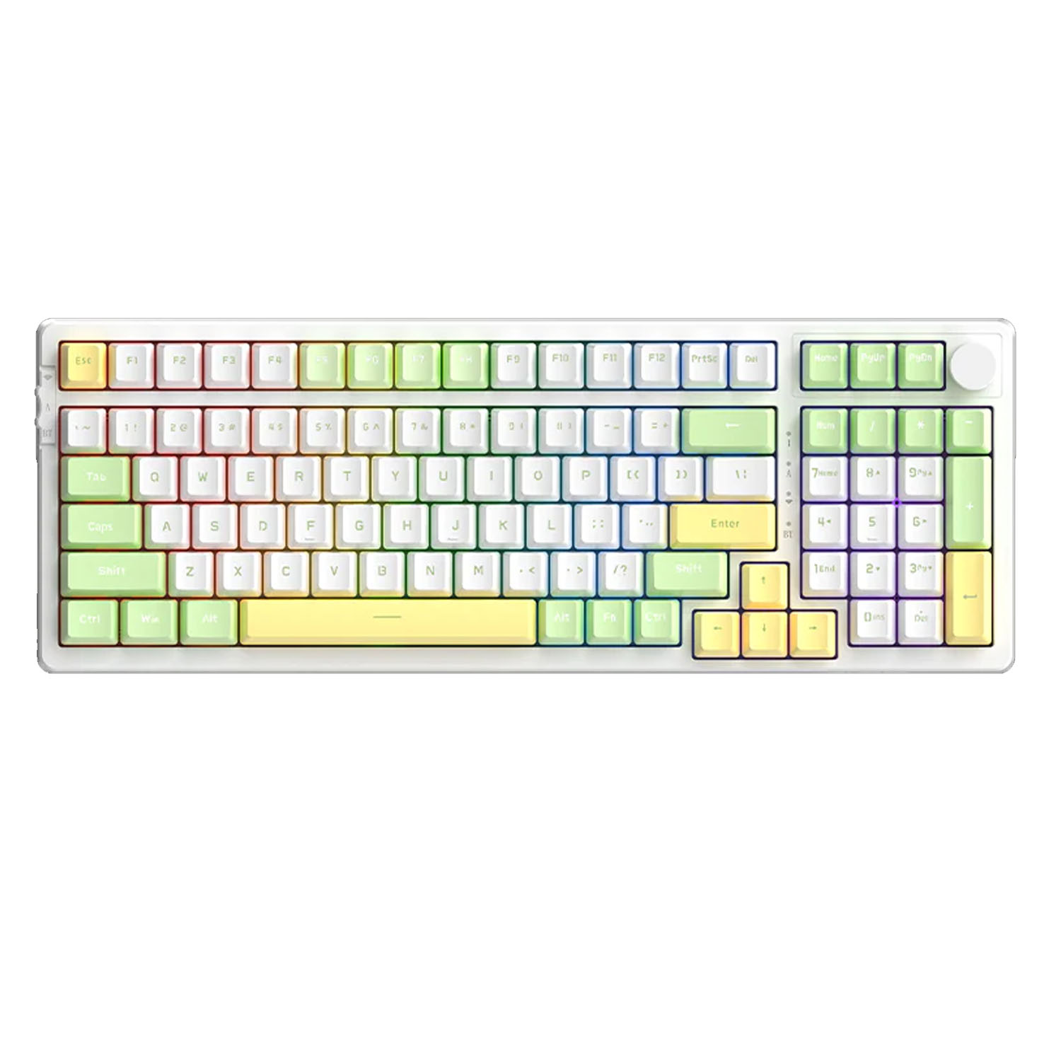 Клавиатура механика Ajazz AK992 салатово-желто-белая, RGB, красн. свитч, Gasket