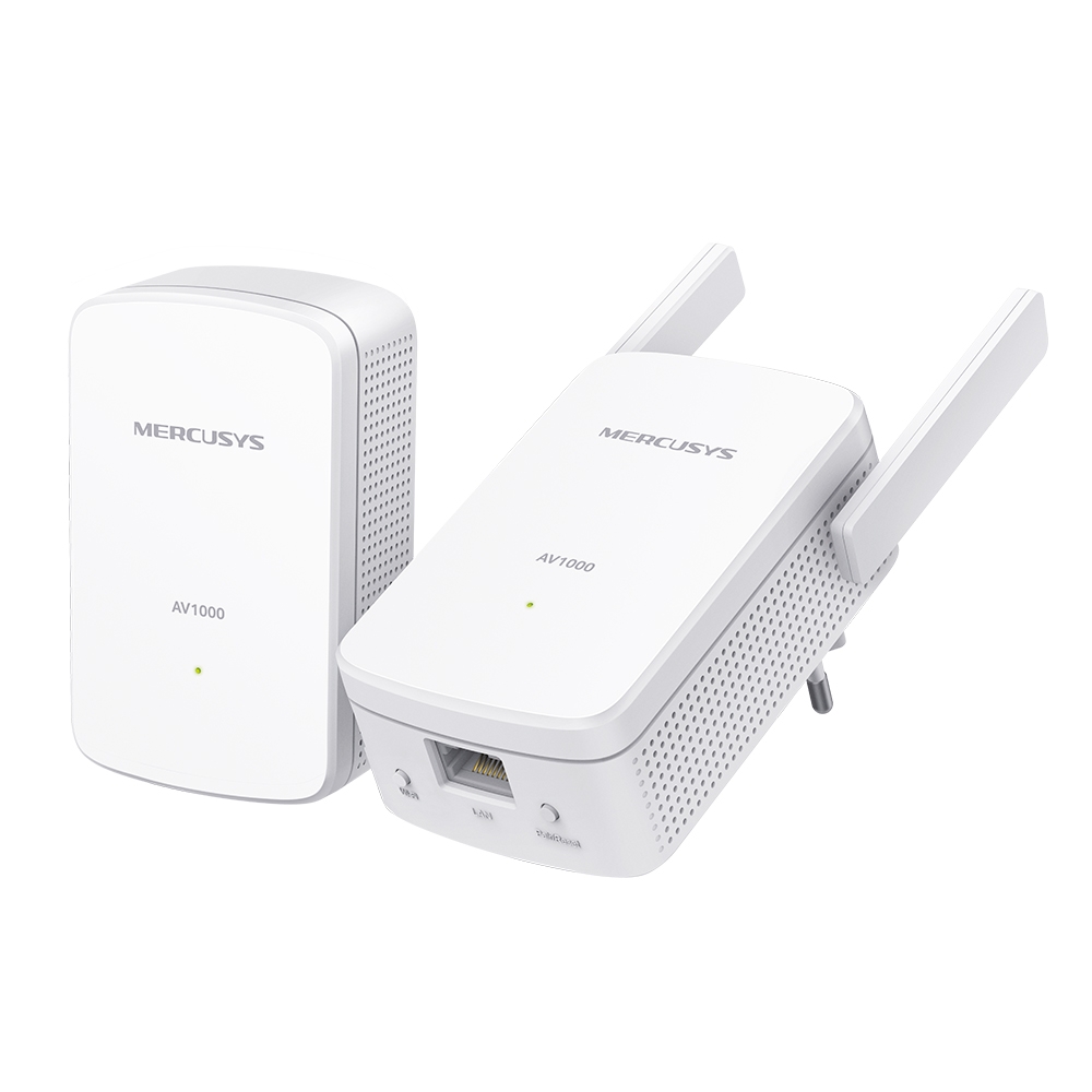 Сетевой адаптер Powerline Mercusys MP510 KIT AV1000 Комплект гигабитных Wi-Fi адаптеров Powerline, Wi-Fi 300  Мбит/с на 2.4 ГГц, 1000  Мбит/с по Power