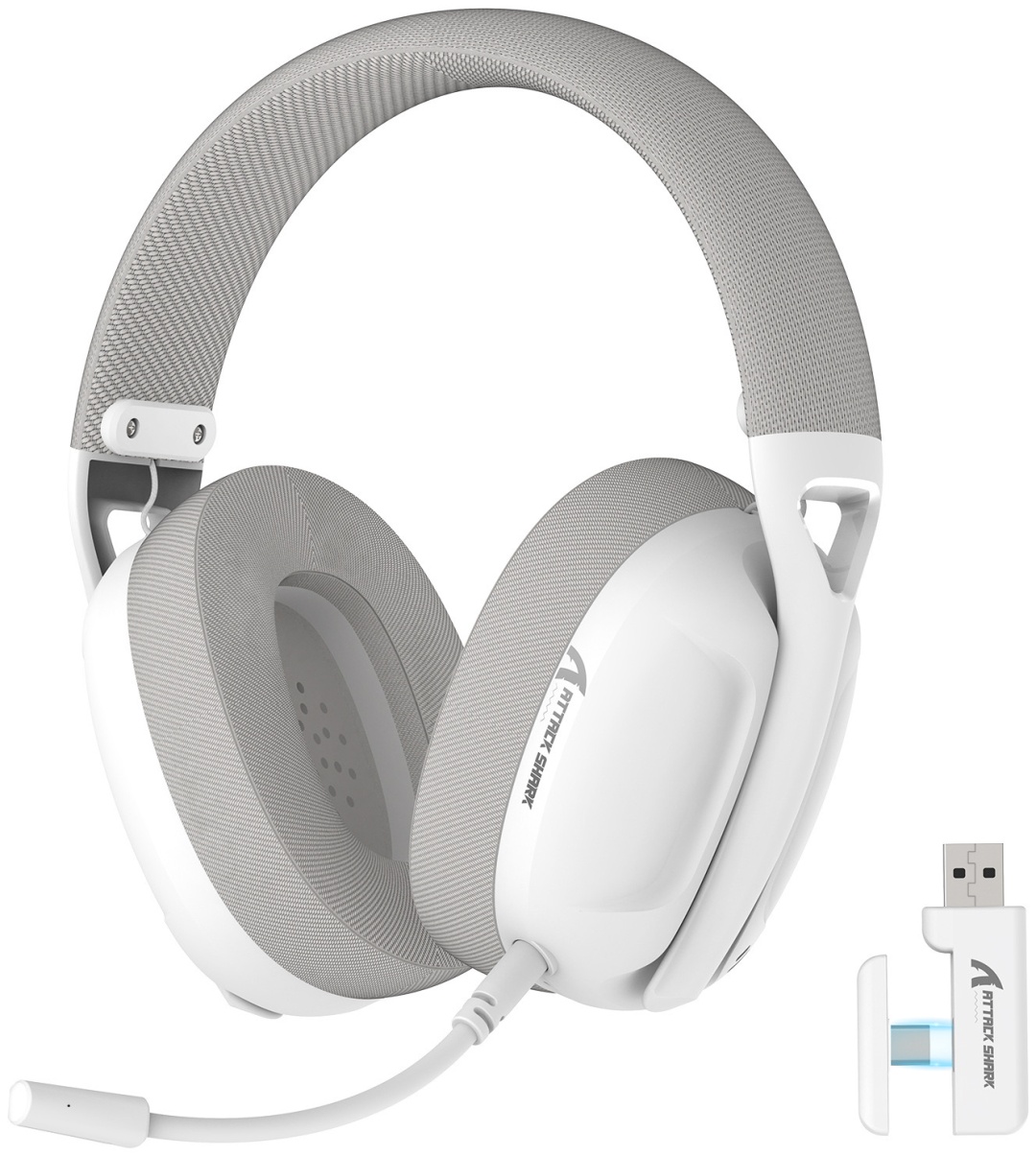 Наушники Attack Shark L80 PRO White, 2.4/BT/USB-C, 40mm Driver, 300mAh, Latency 20ms, 203g, (6972792470610)