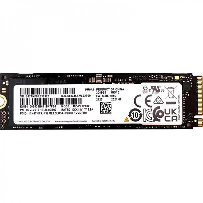 2 000 GB SSD Samsung PM9A1а M.2 NVMe  PCI-E Gen4x4 R7000Mb/s W5200MB/s MZVL22T0HDLB-00B07