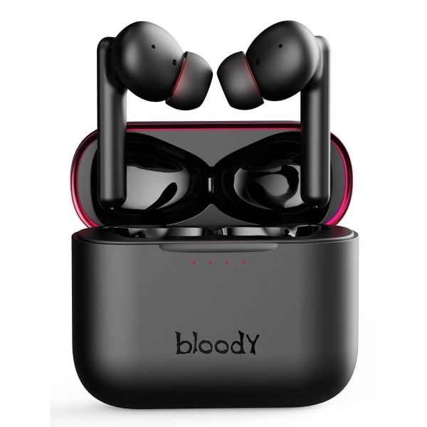 Наушники TWS Bloody M90-Black+Red <BTv5.1, 500+40mAh, MOCI, 102dB, ANC, беспроводная зарядка>