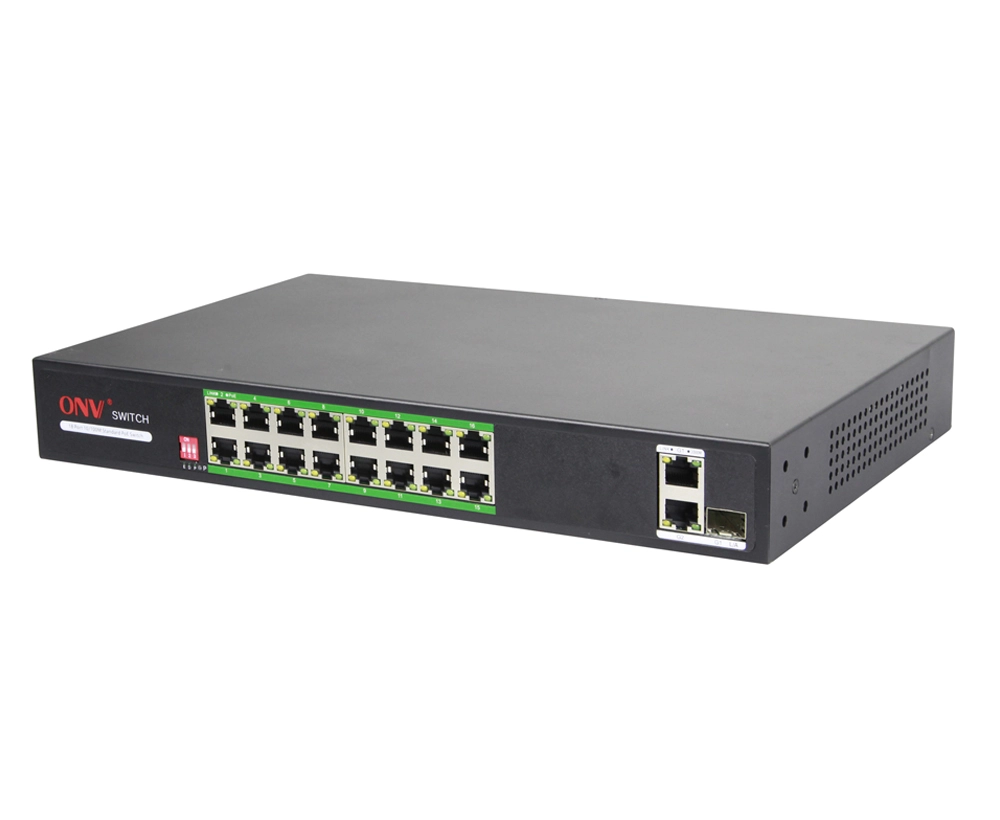 Коммутатор PoE 16-портовый ONV-H1016PLD long distance <16 портов 10/100Mbps PoE802.3at/af, +2 * 1000