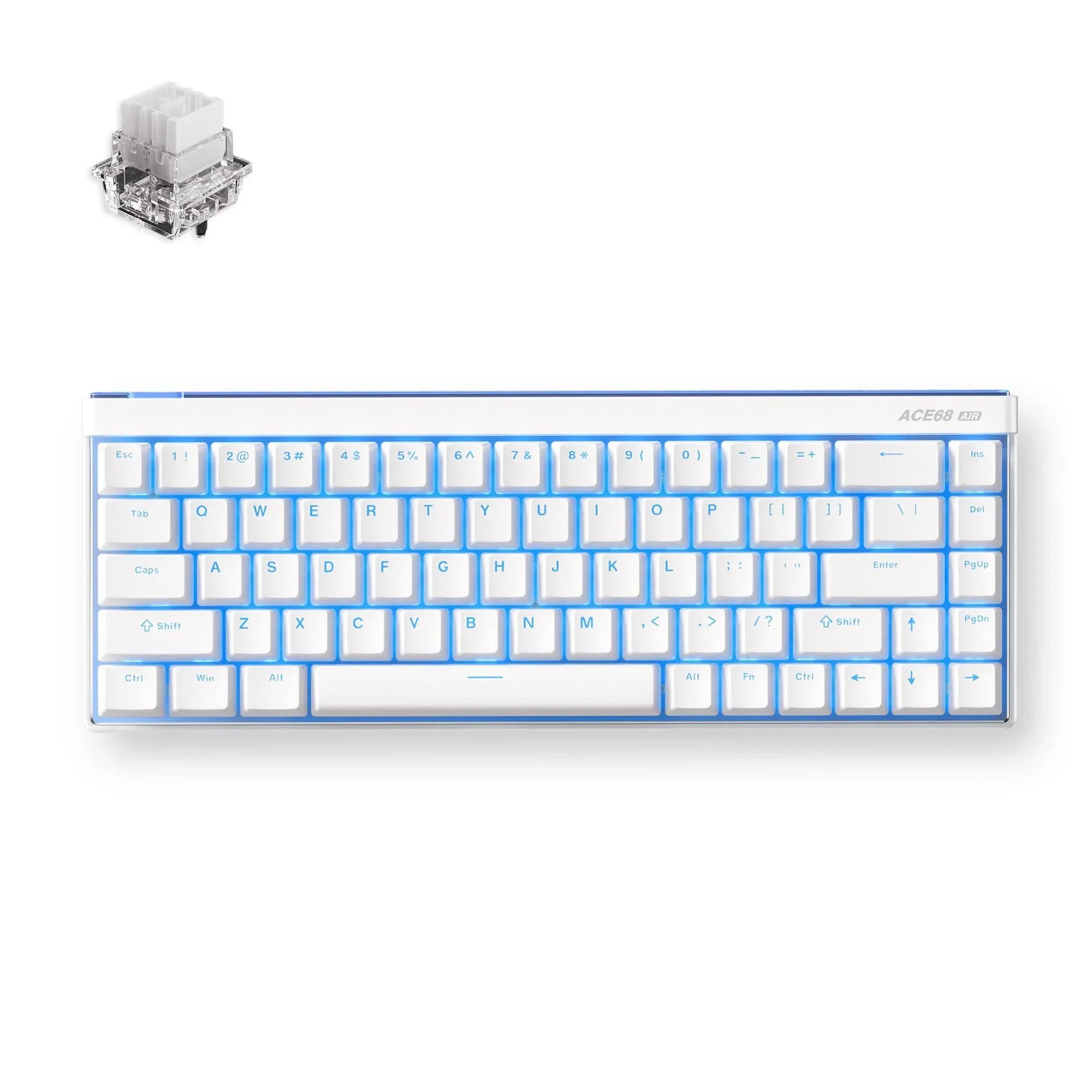 Клавиатура MCHOSE Ace 68 Hall Effect White, Ice Blue Magnetic Switch, Wired