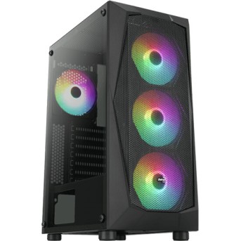 Кейс, Aerocool, Falcon-G-BK-v1, ATX/Micro ATX/Mini-ITX, USB 2*3.0/1*2.0, HD-Audio+Mic, Кулер 4*12см