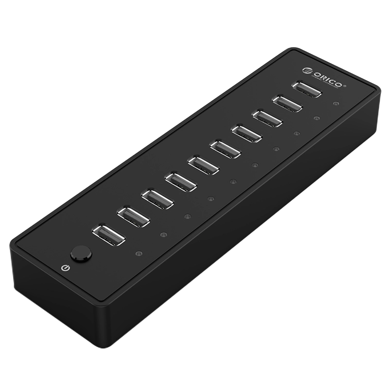 Расширитель USB Hub ORICO P10-U2-V1-EU-BK-BP <10 USB2.0, DC 12V 2.5A> V2