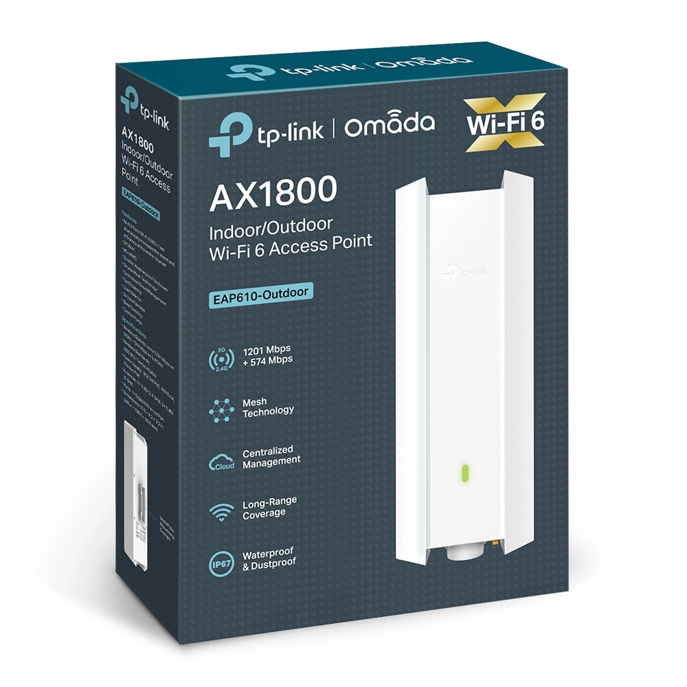 Уличная/Внутренняя точка доступа Wi?Fi 6 AX1800 GbE TP-Link EAP610-Outdoor <GbE порт Ethernet RJ-45