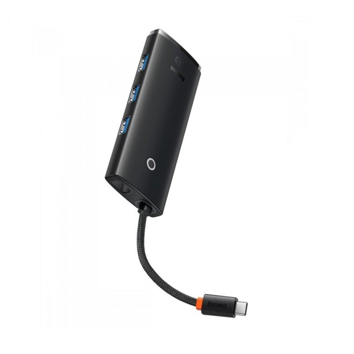 Переходник Baseus WKQX040001 Type-C to HDMI+USB3.0*3+PD, чёрная