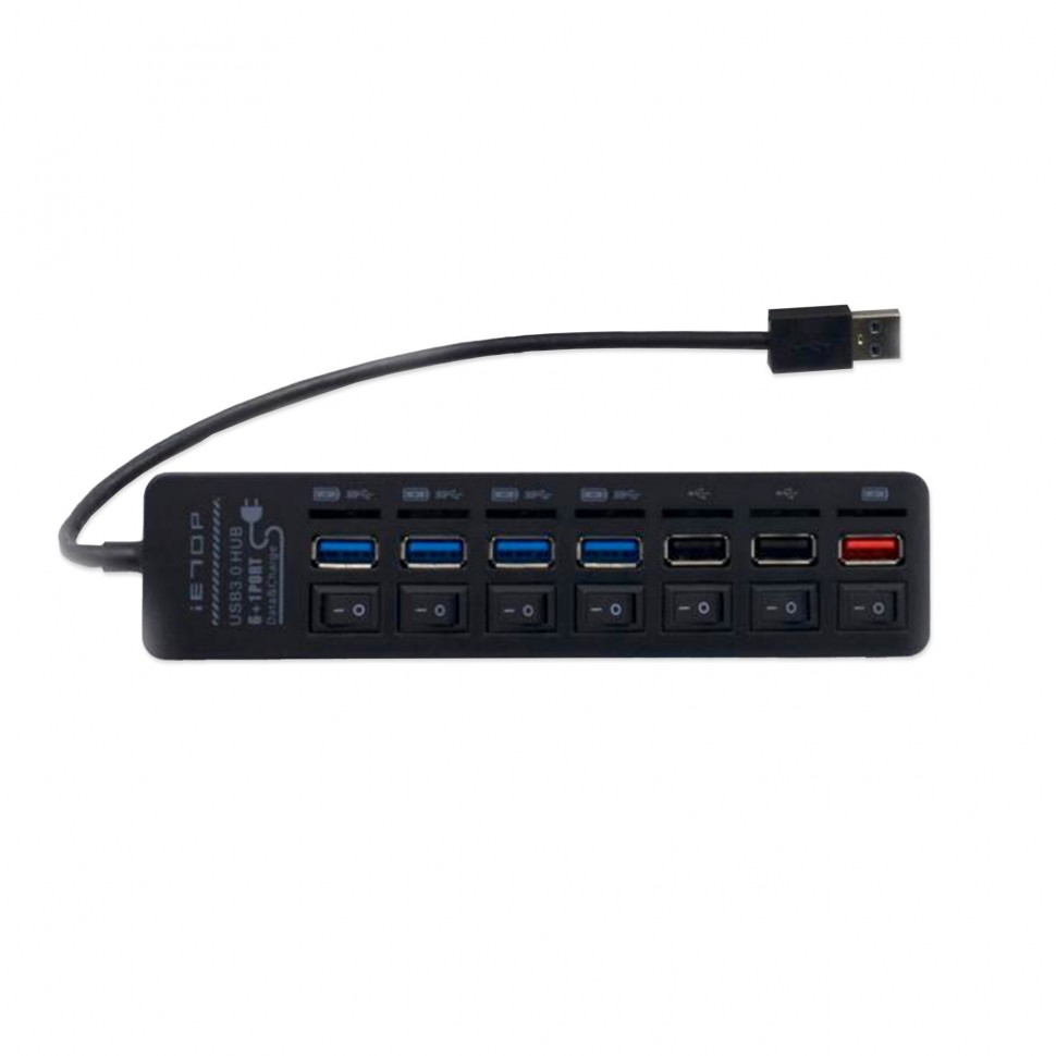 Расширитель USB Hub3.0 iETOP U3-26 , 7 порт - 7 выкл, 1порт-FastCharge