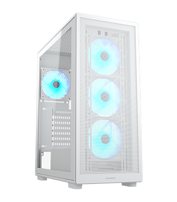 Корпус HEC Cougar MX220 RGB (White), ATX/Micro ATX/Mini ITX, USB 1*Type C/2*3.0, 4 Pole Headset Audio Jack, RGB Button, Кулер 4*12см ARGB, Высота проц