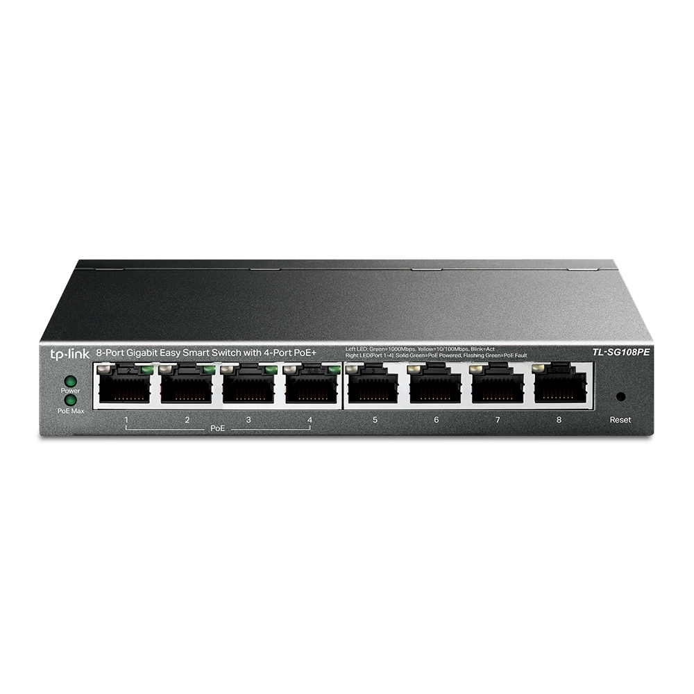 Коммутатор PoE+ GbE Easy Smart 8-портовый Tp-Link TL-SG108PE <8 портов GbE 4-Port PoE (Port1- Port4)