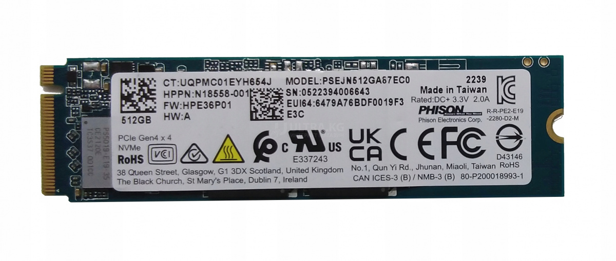 512 GB M.2 HOGE H8A1 M.2 PCIe SSD 512GB NVMe KN51200007 OEM