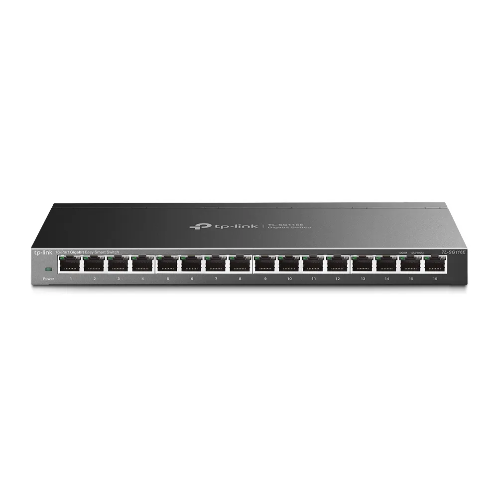 Коммутатор Easy Smart GbE 16-портовый Tp-Link TL-SG116E <16 10/100/1000Mbps RJ45 ports, 16KB Jumbo frame, MTU/Port/Tag VLAN, IGMP Snooping, Link Aggre