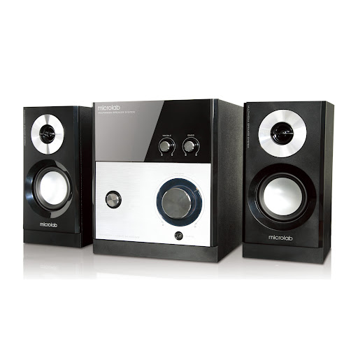 Колонки Microlab, M-880, 2.1, 40Вт(12Вт*2+16Вт), Выход 2RCA, Вход 3,5 MiniJack, Технология обработки низких частот X-Bass, Чёрный