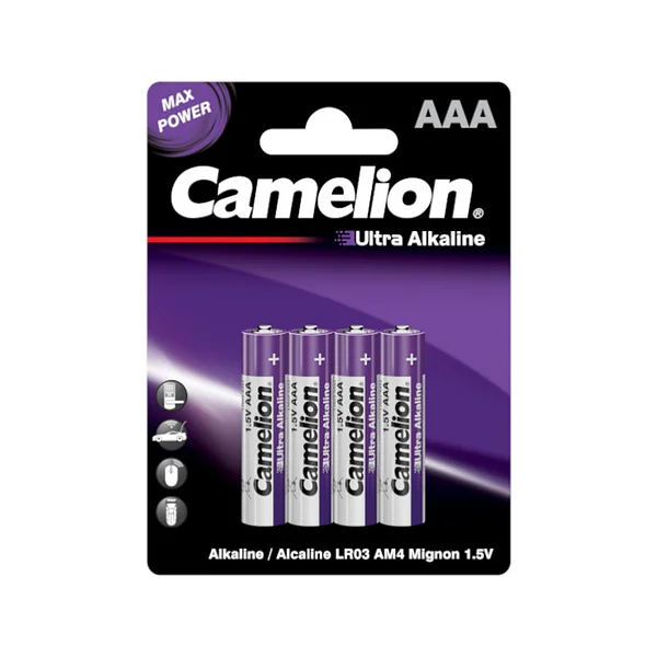Батарейка, CAMELION, LR03-BP4UT, Ultra Alkaline, AAA, 1.5V, 1150 mAh, 4 шт в блистере