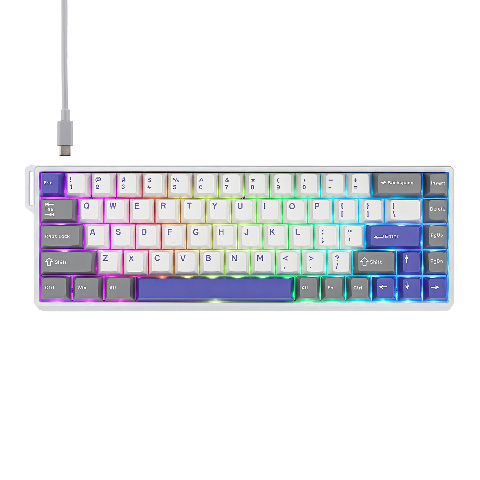 Клавиатура AULA WIN68, Grey+White+Blue Wing Chun, Magnetic, Gray Wood switch, 68 keys EN/RU/KZ, wired
