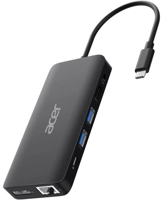 Переходник Док-станция  Acer 12in1 Type C dongle: 2 x USB3.2, 2 x USB2.0, 1x SD/TF, 2 x HDMI, 1 x PD, 1 x DP, 1 x RJ45, 1 x 3.5 Audio, black