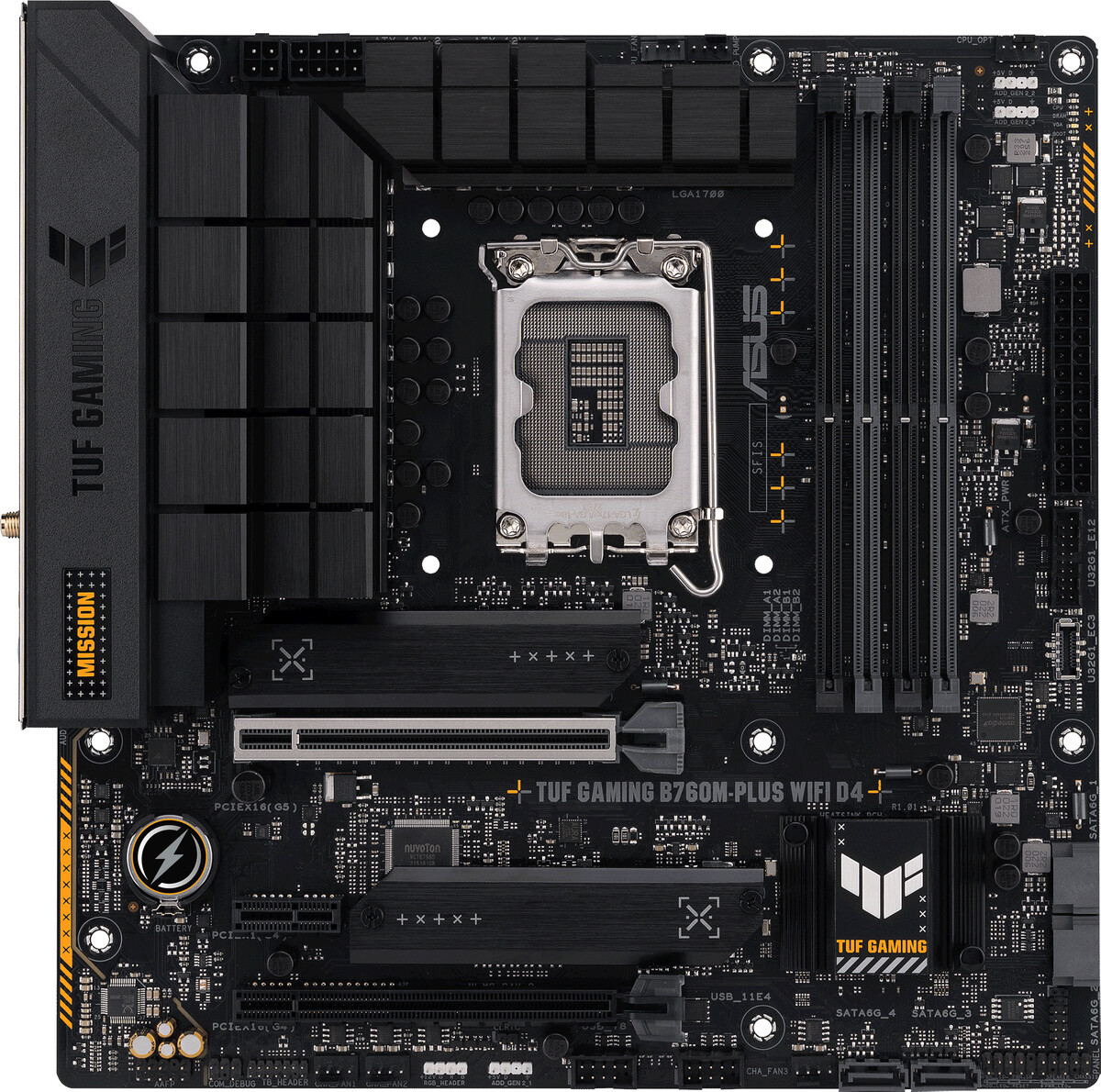 Мат.плата ASUS TUF GAMING B760M-PLUS WIFI D4 LGA1700 4xDDR4 4xSATA3 2xM.2 RAID HDMI DP mATX