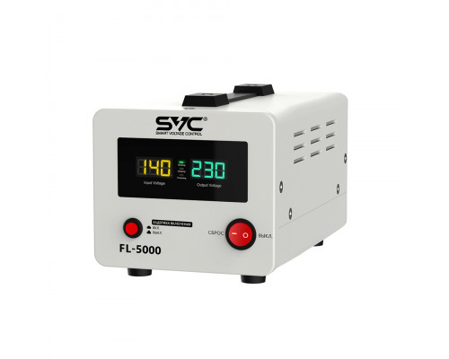 Стабилизатор (AVR), SVC, FL-5000, 5000ВА/5000Вт, Диапазон работы AVR: 140-260В, Выходное напряжение: 220В +/-7%, Задержка включения, Клеммная колодка,
