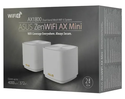 Беспроводная Mesh Система  ASUS ZenWiFi XD4 (2-PK) ,Wireless System, WiFi 6 (1800M), (2) x 10/100/10