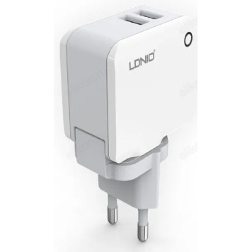 Зарядное устройство LDNIO A2203, 2.4A, 2*USB +lightning 1м