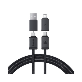 Интерфейсный кабель, Baseus, Versatile (P10383000211-00), U+C to C+L, 60W, 1m Белый