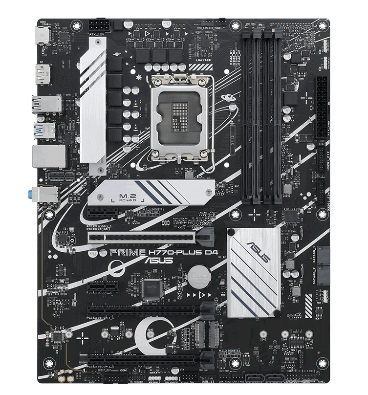 Мат.плата ASUS PRIME B760-PLUS D4, LGA1700 4xDDR4 4xSATA3 3xM.2 RAID VGA HDMI DP ATX