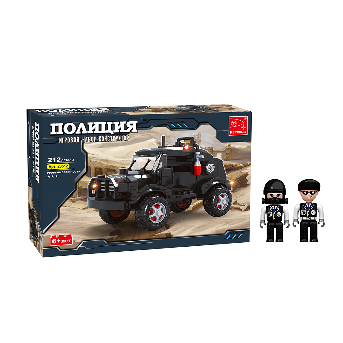 Игровой конструктор, Keyixing, 23512, Полиция, Особый отряд спецназа на джипе, 2 минифигурки, 212 де