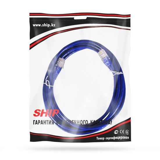 Патч Корд, SHIP, S3025BL0300-P, Cat,5e, UTP, RJ-45, 3 м, Синий, Пол, пакет