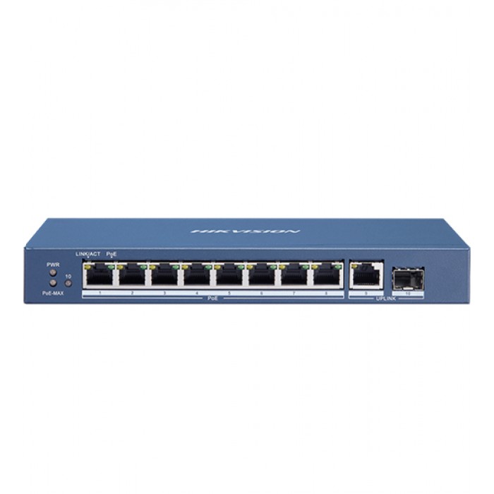 Сетевой коммутатор Hikvision DS-3E0510P-E/M ,Switch 8+2 port 10/100M 8xGE PoE, 1xRJ45 GE Uplink, 1xS