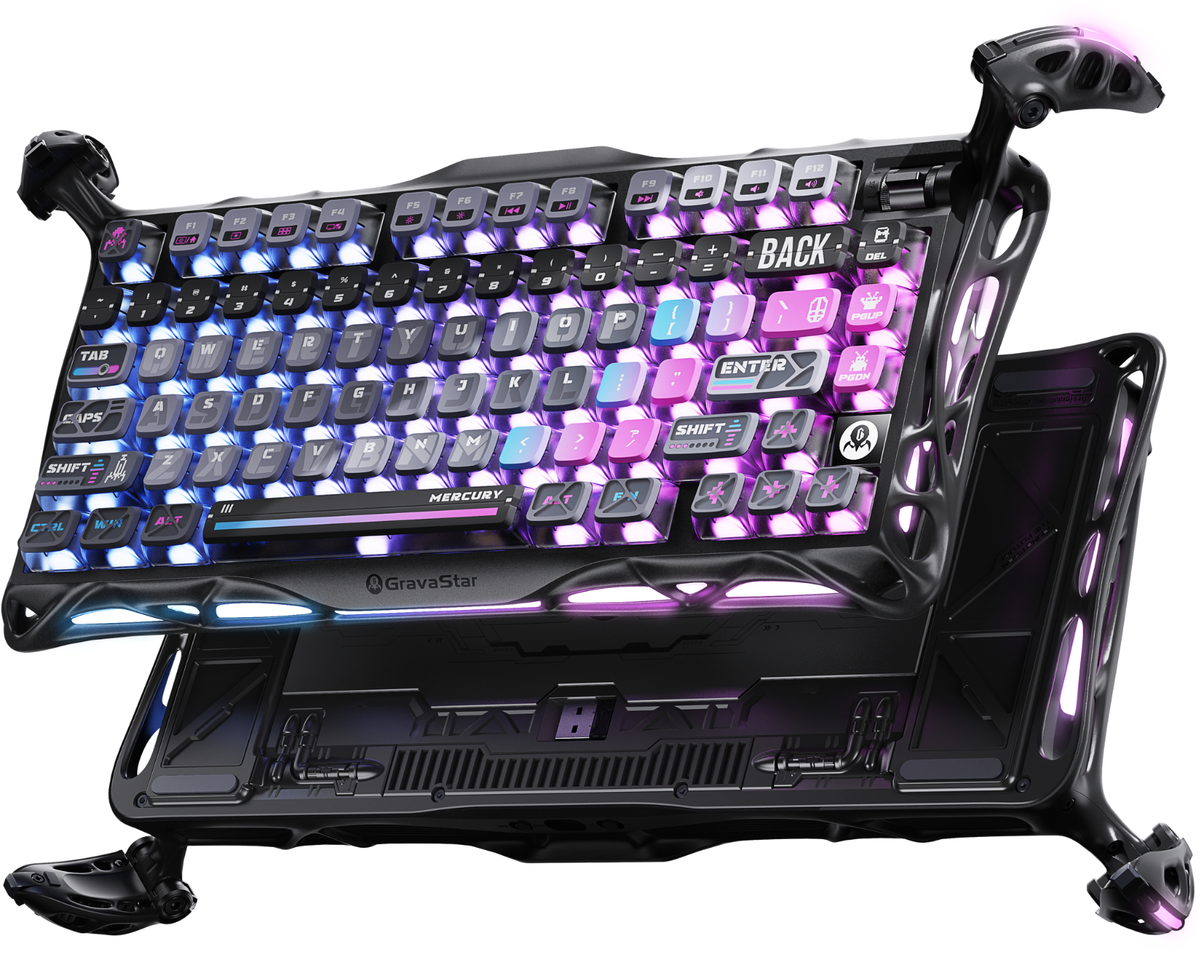 Клавиатура игровая GlavaStar K1 Pro Black/ беспроводная, Bluetooth, USB/ 8000mAh/ Английская раскладка/ RGB/ Колесо прокрутки, Цифровой блок