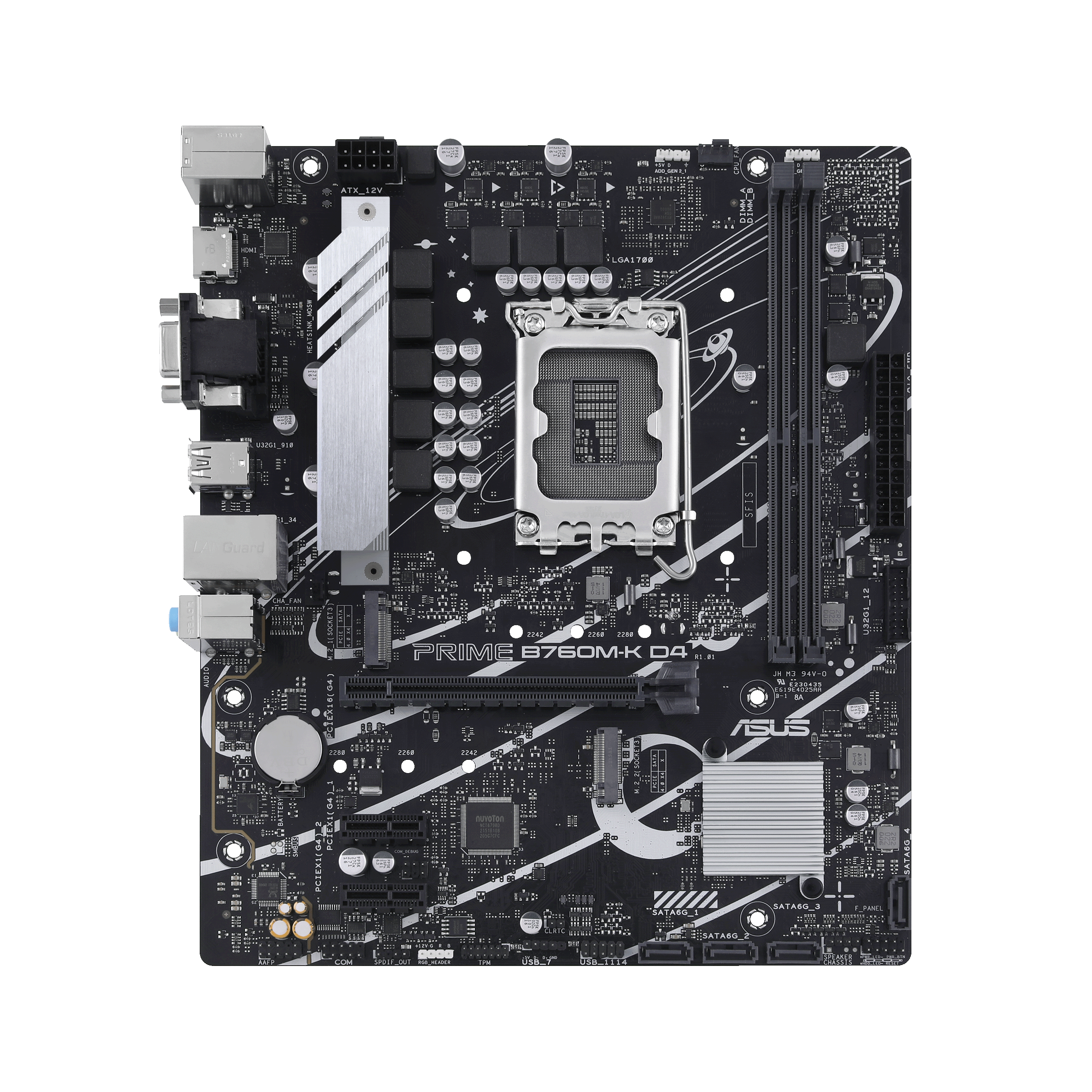 Мат.плата ASUS PRIME B760M-K D4, LGA1700 2xDDR4 4xSATA3 2xM.2 RAID VGA HDMI mATX