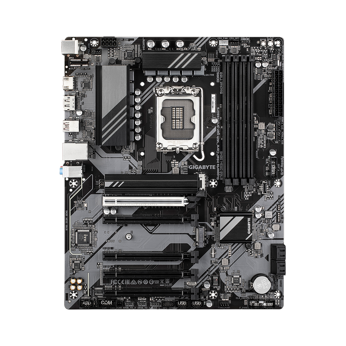 Мат.плата Gigabyte B760 DS3H GEN5, LGA1700, iB760, 4xDDR5 4400/4800/5200/5600, 4xSATA3, 2xM.2 (PCI-E 4.0x4/x2), Raid, 1хDP, 1xHDMI, 5xPCI-Ex16, ATX