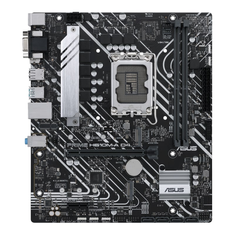 Мат.плата ASUS PRIME H610M-A D4-CSM, LGA1700 2xDDR4 4xSATA3 2xM.2 1xD-Sub 1xHDMI 1xDP,  2*ARGB headers, mATX