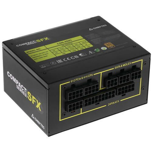 Блок питания Chieftec Compact CSN-450C, 450W, SFX, 80+ Gold, non-Modular, 24pin, 6 x SATA, 3 x Molex, 8pin PCIe(6+2) x 2, 8pin EPS(4+4) x 1, Вентилято