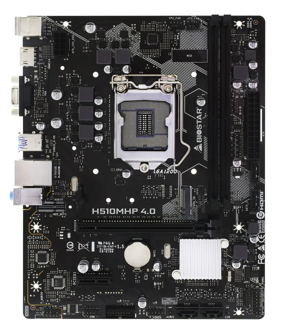 Мат.плата BIOSTAR H470 S1200 2 x DDR4 4 x SATA 1x M.2 1 x HDMI x VGA mATX/H510MHP 4.0 