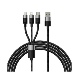 Интерфейсный кабель, Baseus, StarSpeed 1-for-3 (CAXS000001), USB to M+L+C 3.5A 1.2m Черный